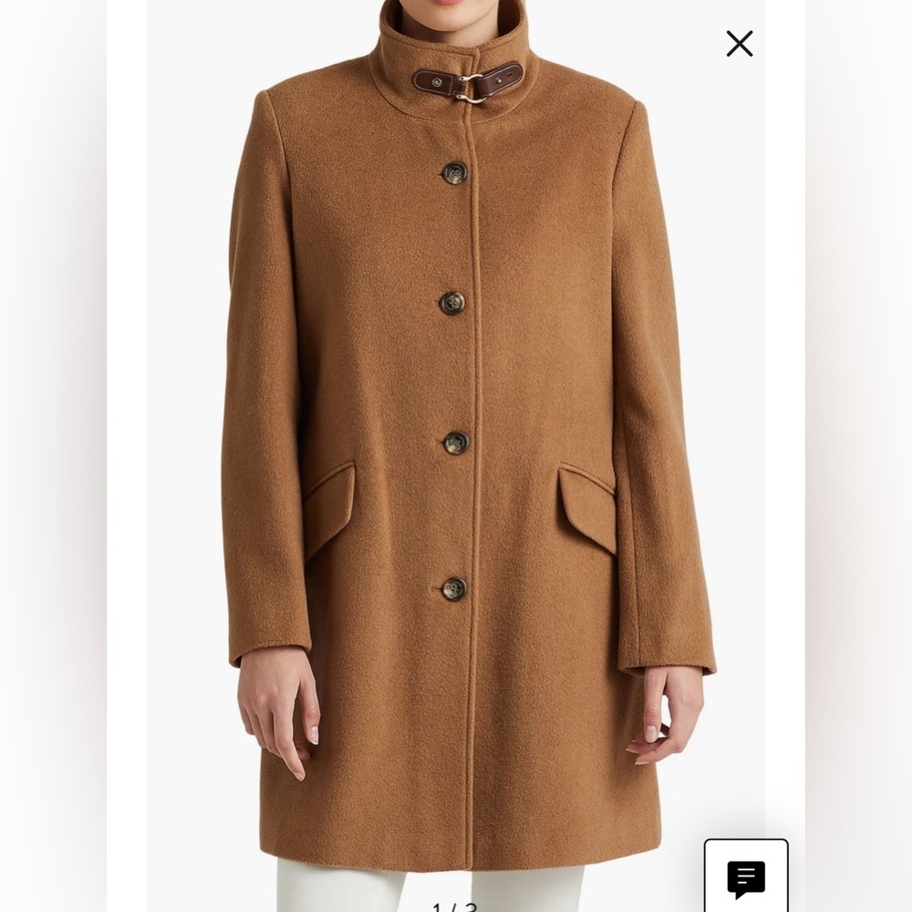 Lauren Ralph Women’s Tab Front Wool Blend Long Camel Coat Size 16 NWT MSRP $345 - Picture 8 of 9